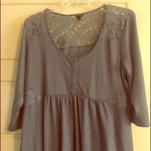 Torrid Grey waffle weave baby doll Top